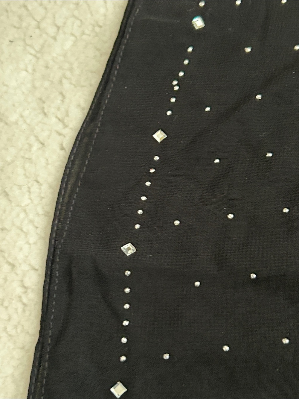 Jessica McClintock “nwt”Black scarf with Silver Beaded rhinestone Stripes - Picture 3 of 5